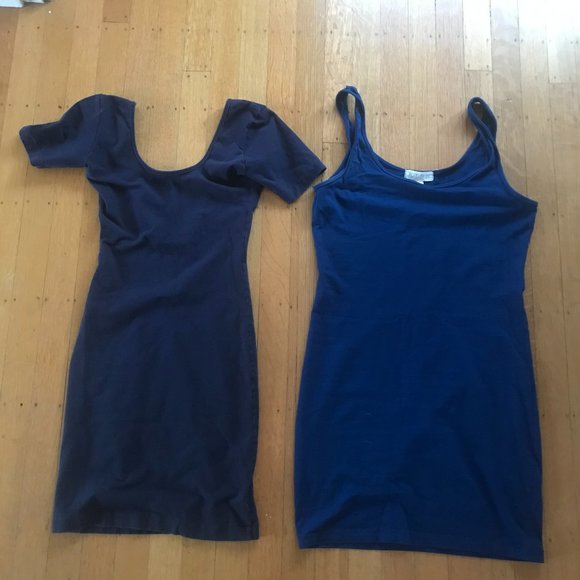 2008- American Apparel and Forever 21- Bodycon Blue Spandex Dresses-Small - Picture 1 of 3